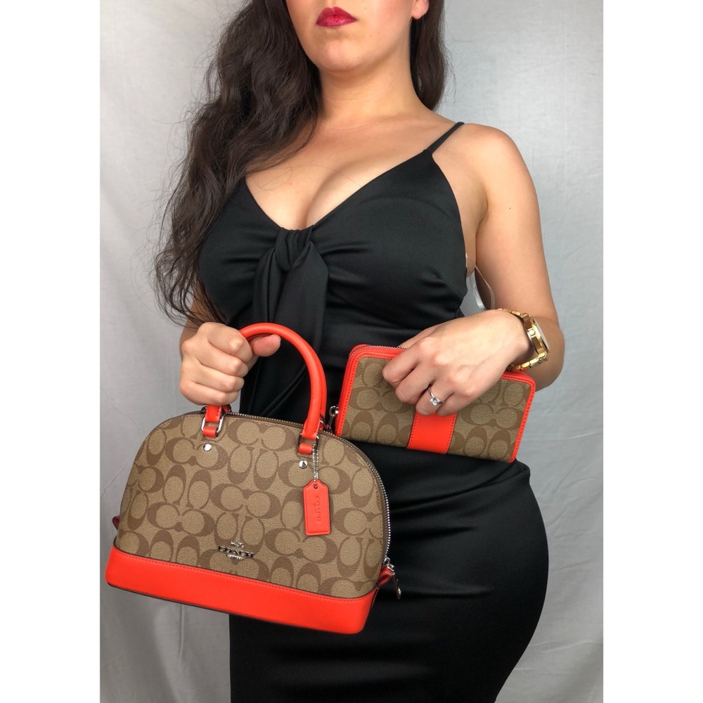 Coach Purse & Wallet SET Orange brown beige khaki